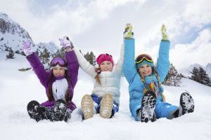Three girls on snow day